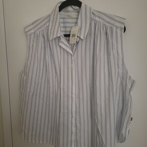 NWT Womans Levis Cotton Striped Sleeveless Button-Up Shirt - Size Xl